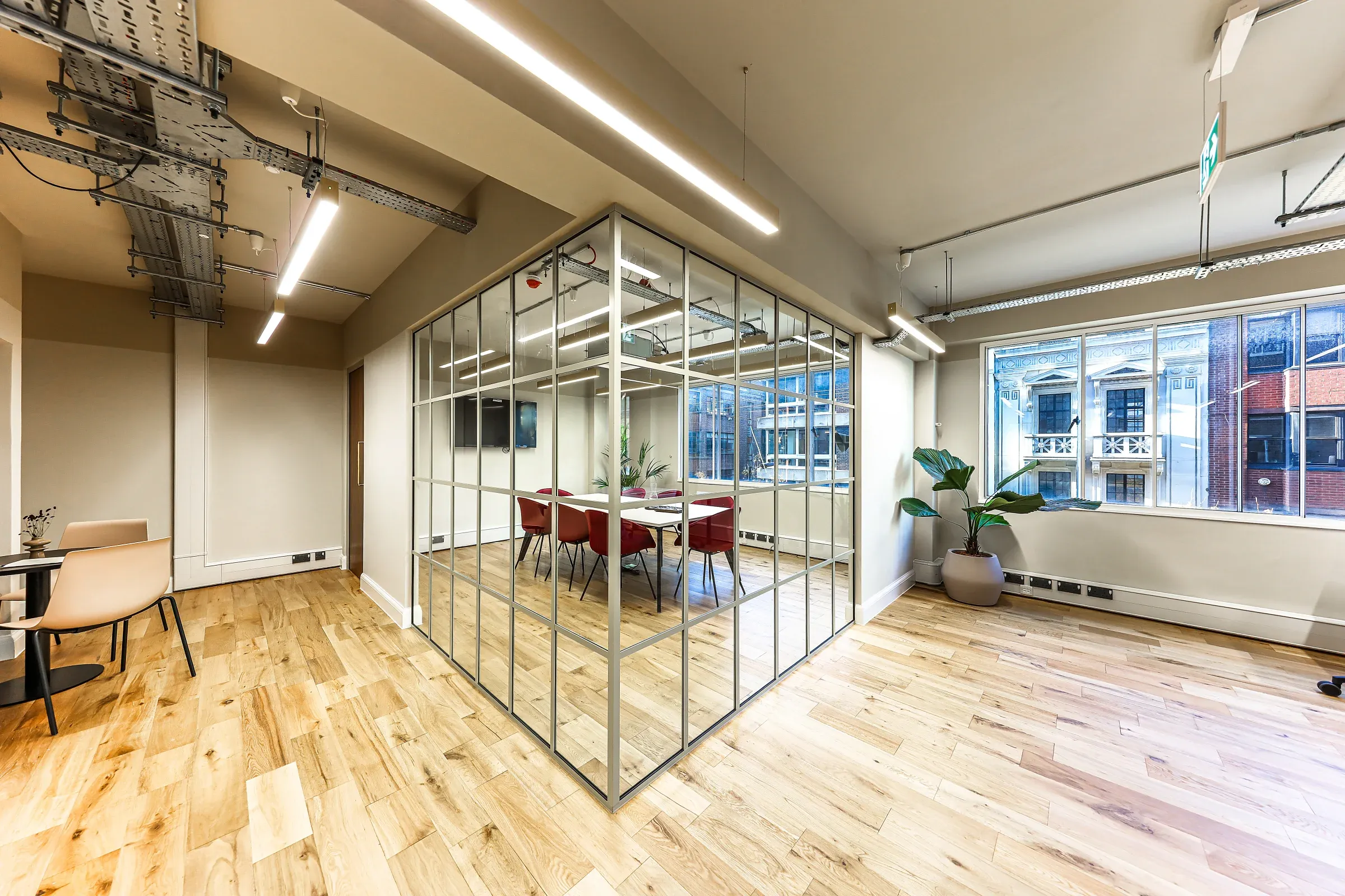 42 Great Portland Street meeting room with steel-framed glazing